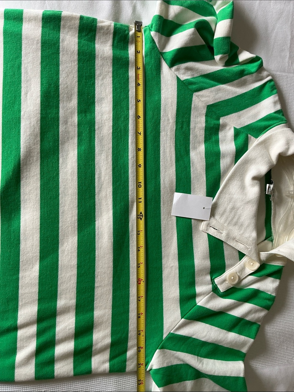J. Crew Pullover Striped Sweatshirt Lightweight Kelly, Ivory M - Picture 9 of 9